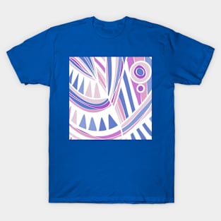 Mazipoodles New Fish Head Leaves Jazz Funk Purple Pink Blue White T-Shirt